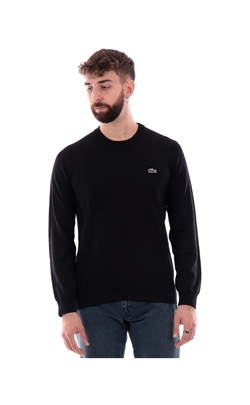 PULLOVER A GIROCOLLO IN LANA NERO 